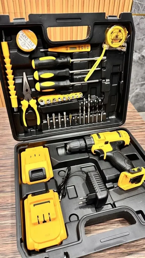 شنيور لاسلكي DUNLANDI 24 فولت ببطاريتين وطقم 33 قطعة كامل